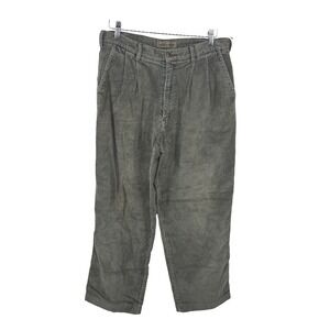 Dockers Well Worn Men Corduroy Pleated Pants Size 33x30 Green Retro Grunge Faded